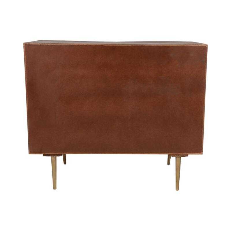 Wood Cabinet Modern Dimensional Front Panel Tapered Legs - 32" Brown - 38" x 18" x 32"