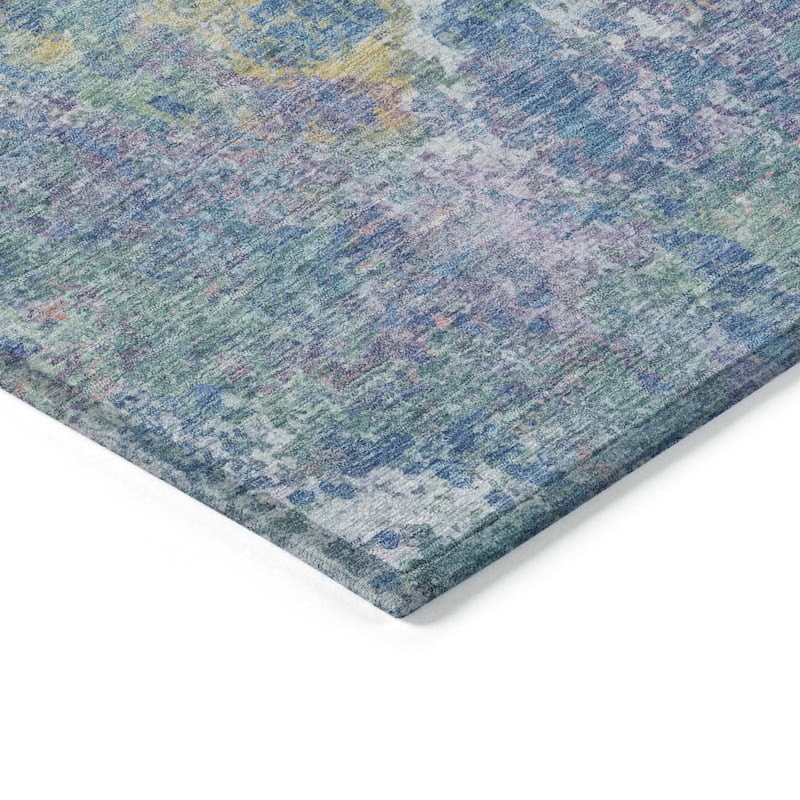 Machine Washable Indoor/Outdoor Abstract Watercolor Chantille Rug