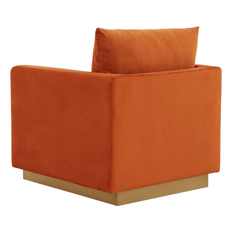 Nervo Velvet Modern Single Seater Sofa, Accent Arm Chair with Gold Stainless Steel Square Base for Living Room & Bedroom - 32.67