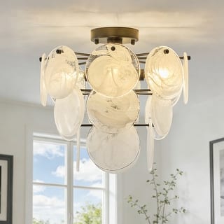 Starsky 4-Light Tiered Handcrafted Textured Glass Flush Mount