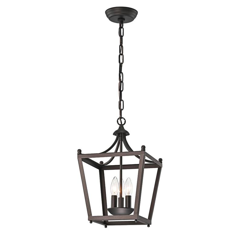 Antique Bronze 3-Light Cage Lantern Pendant