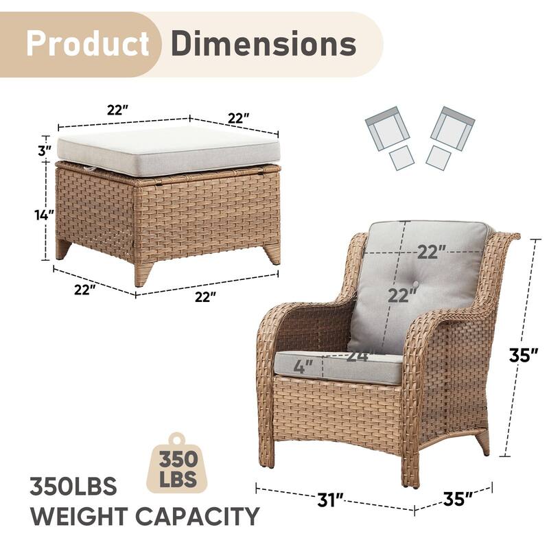 Outdoor Arm Chair with Cushion Rattan Chair