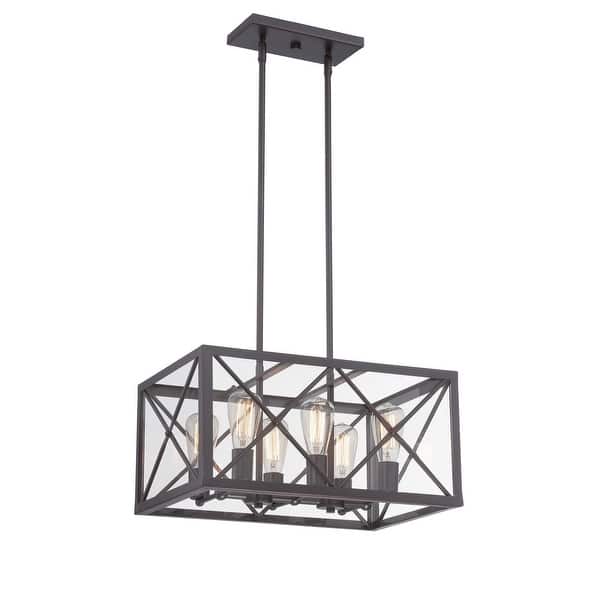Designers Fountain High Line Satin Bronze Industrial Clear Glass Linear Kitchen Island Light