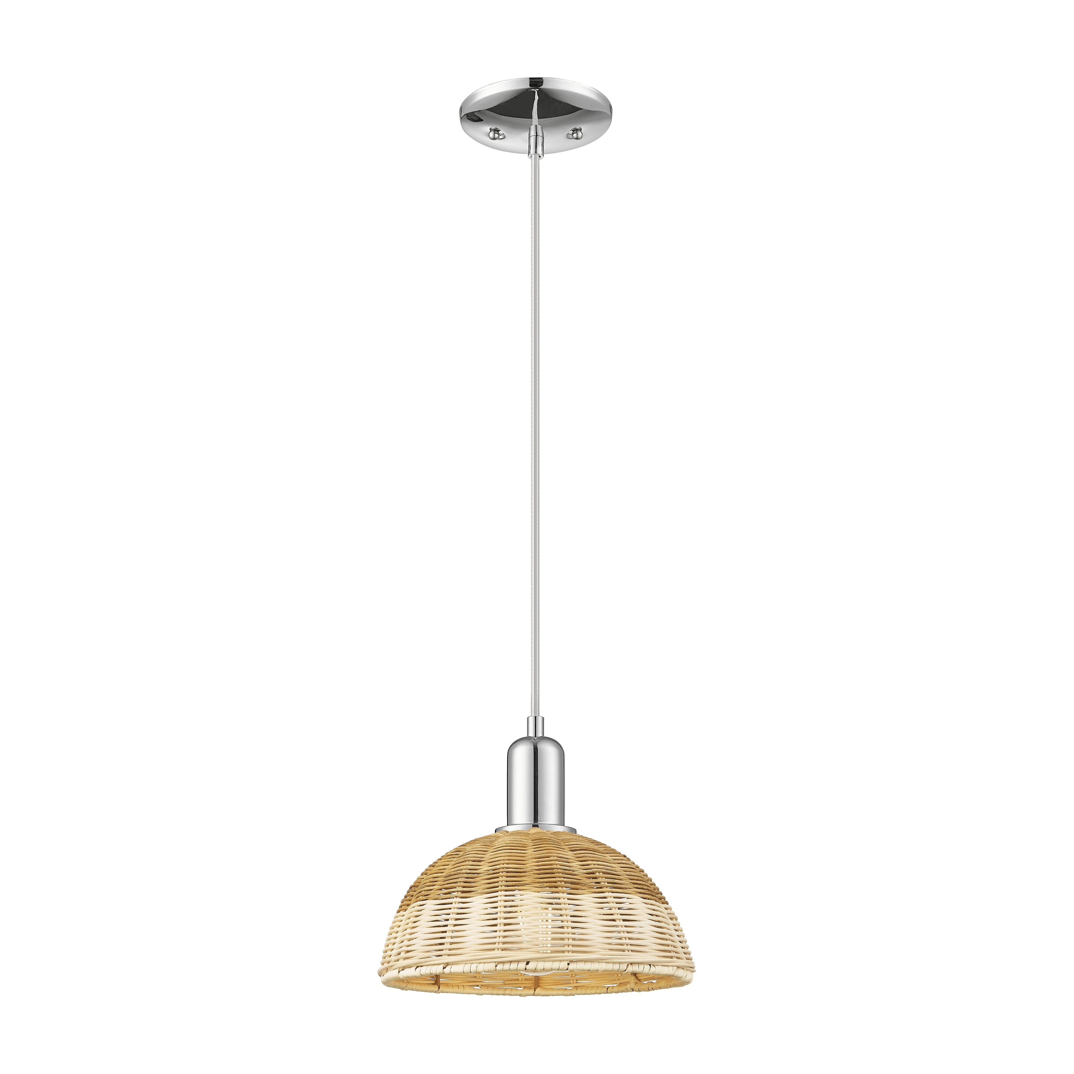 Innovations Lighting Downtown Urban - Natural Ballston Dome - 1 Light 9" Cord Hung Mini Pendant with Basketweave Shade