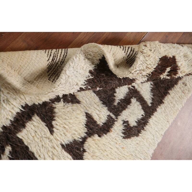 Anatolian Turkish Runner Rug Handmade Geometric Beige Wool Carpet - 3'3"x 12'5"
