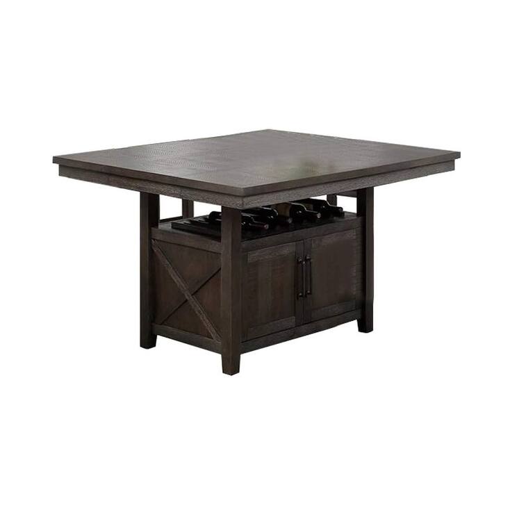 Dining Room Furniture Counter Height Dining Table w Butterfly Leaf Rustic Espresso Table w Storage Base 1pc Dining Table
