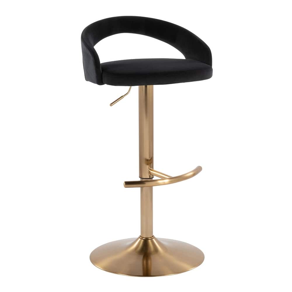 Grotto Upholstered Adjustable Barstool with Gold Base