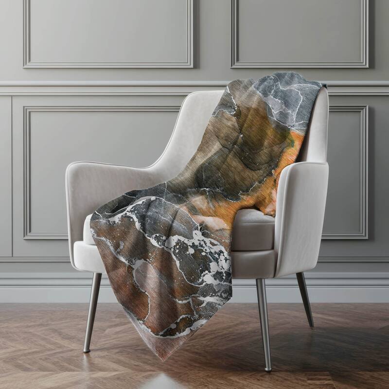 Premium Machine Washable Abstract Contemporary Sherpa Throw Blanket - Orange - 4'2" x 5'10"