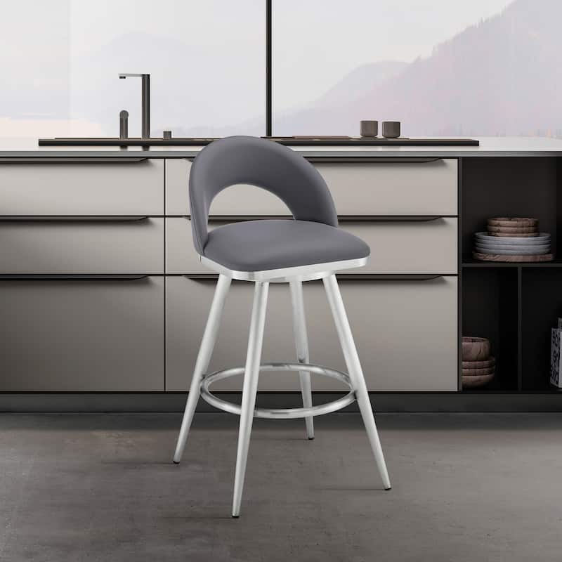Charlotte Faux Leather and Metal Swivel Counter or Bar Stool