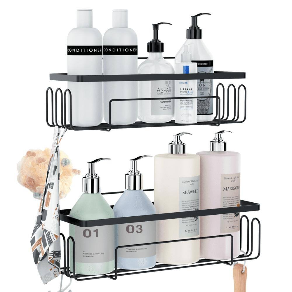 Shower Shelves Stainless Steel Self Adhesive Shower Caddy, 2 Pcs Black