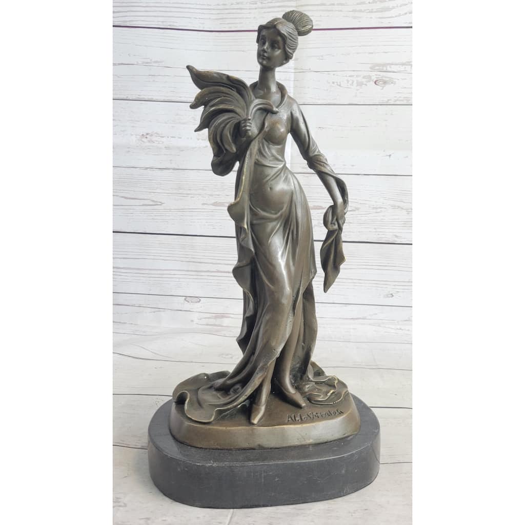 Art Deco Woman Female Figure Bronze Statue Sculpture Original Art 14 Inches X 7 Inches
