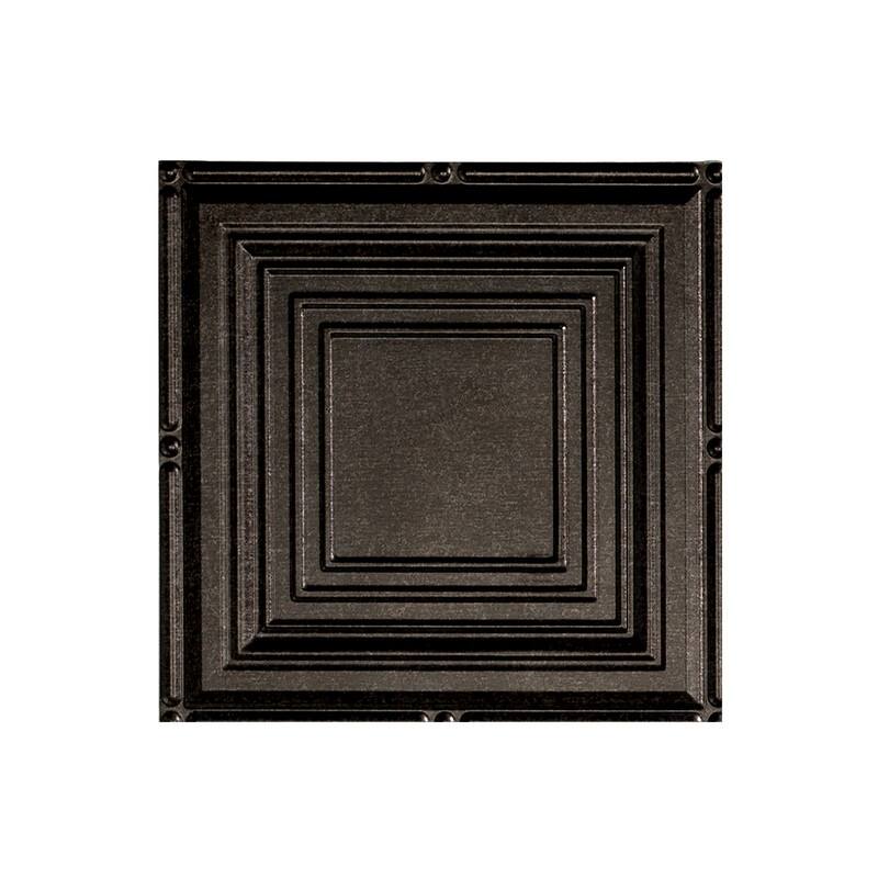 FASÄDE Portrait Decorative Vinyl 2ft x 4ft Glue Up Ceiling Panel in Smoked Pewter (5 Pack) - 12in x 12in Sample - Smoked Pewter