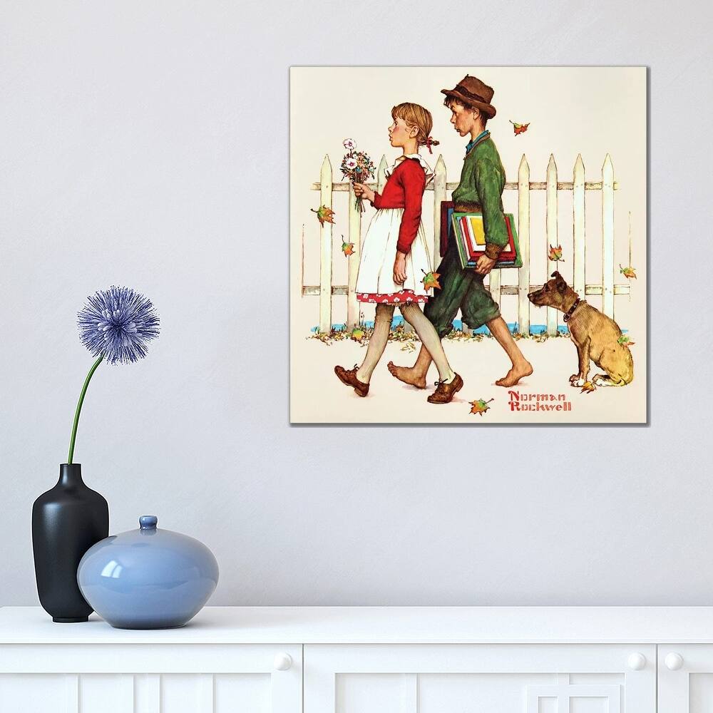 iCanvas "Young Love - Walking to School" by Norman Rockwell Canvas Print