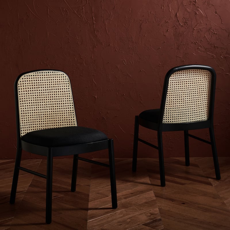 SAFAVIEH Couture Henryetta Rattan Back Dining Chair (Set of 2) - 18 In. W x 20 In. D x 33 In. H - 18"Wx20"Dx33"H