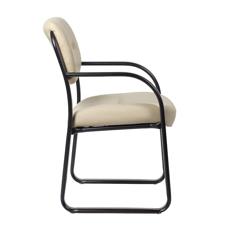 Boss Leather Sled Base Side Chair