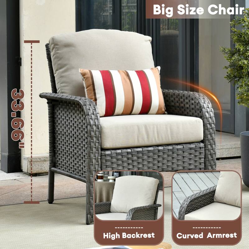 XIZZI 7-Piece Patio Wicker Furniture Conversation Swivel Chairs Set