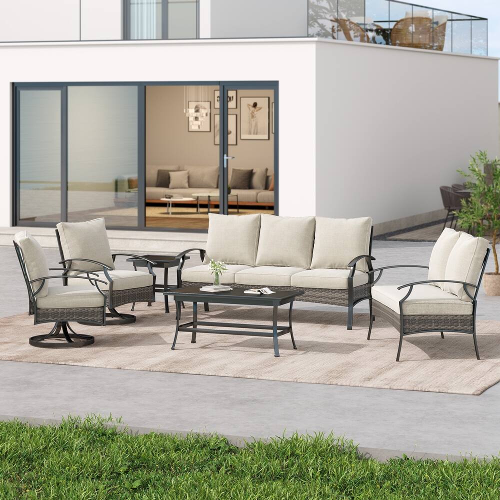6-Piece Patio Sofa Furniture Set Outdoor Seating Group with Cushions