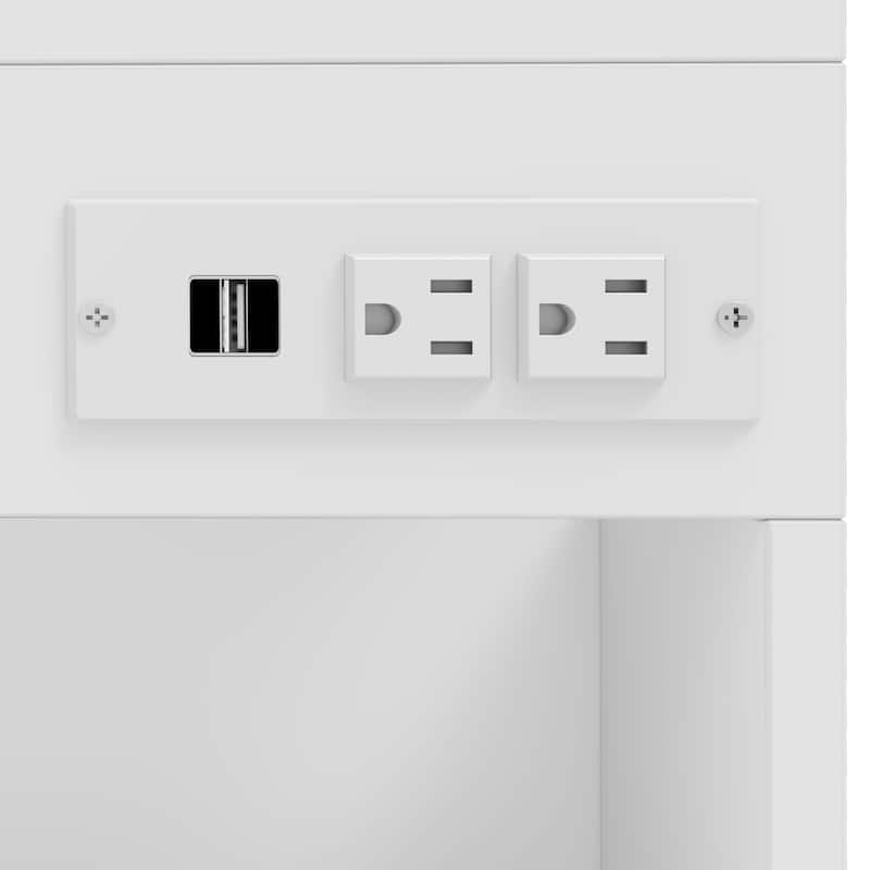 Moasis 40" Makeup Vanity with Mirror and Lighted ,Vanity Table with Power Outlet and 4 Drawers & Storage Shelves