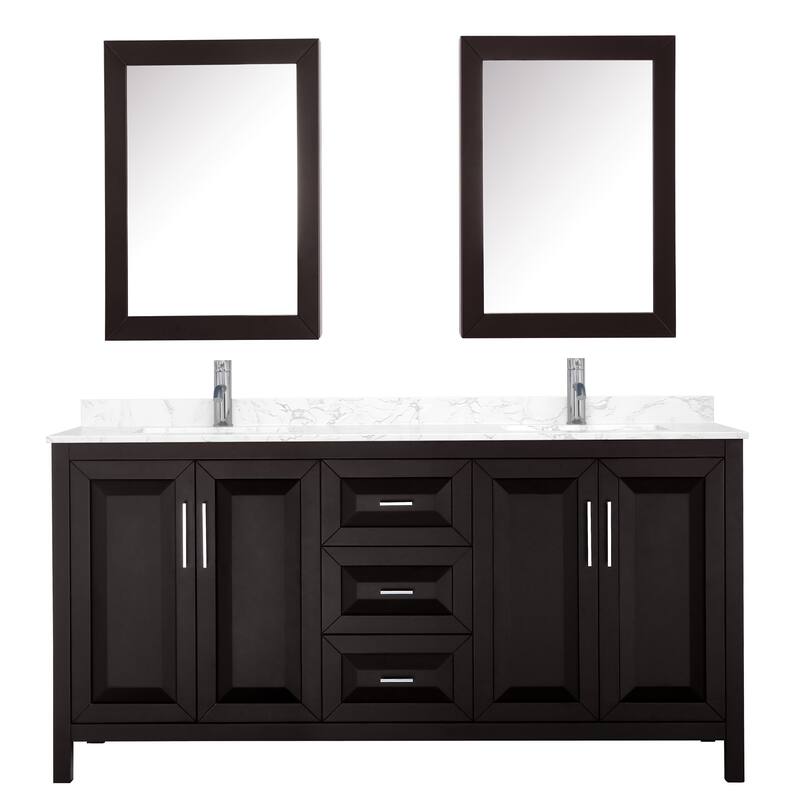 Daria 72 Inch Double Vanity, Cultured Marble Top, Medicine Cabinets