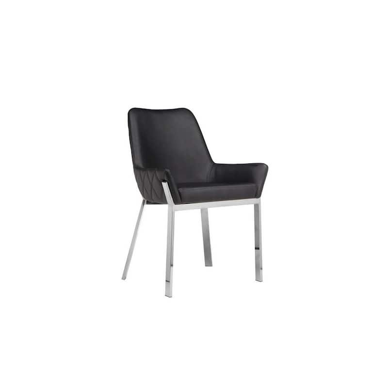 Silver/Black Faux Leather Upholstered Metal Frame Dining Chair, Set of 2, Sturdy Dining Chair for Dining Rooms - 21.75