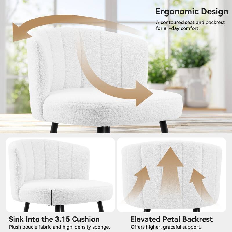 25.2" Upholstered Counter Height Barstools with Back, Modern Chairs Set for Kitchen Island