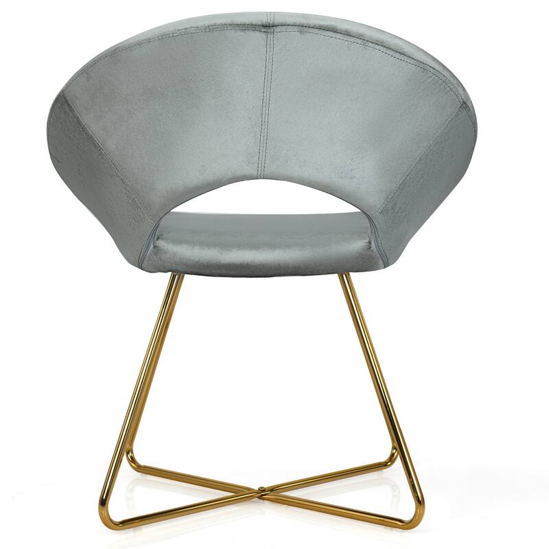 Gymax Accent Velvet Chair Dining Arm Chair Make-up Stool w/Golden - See Details
