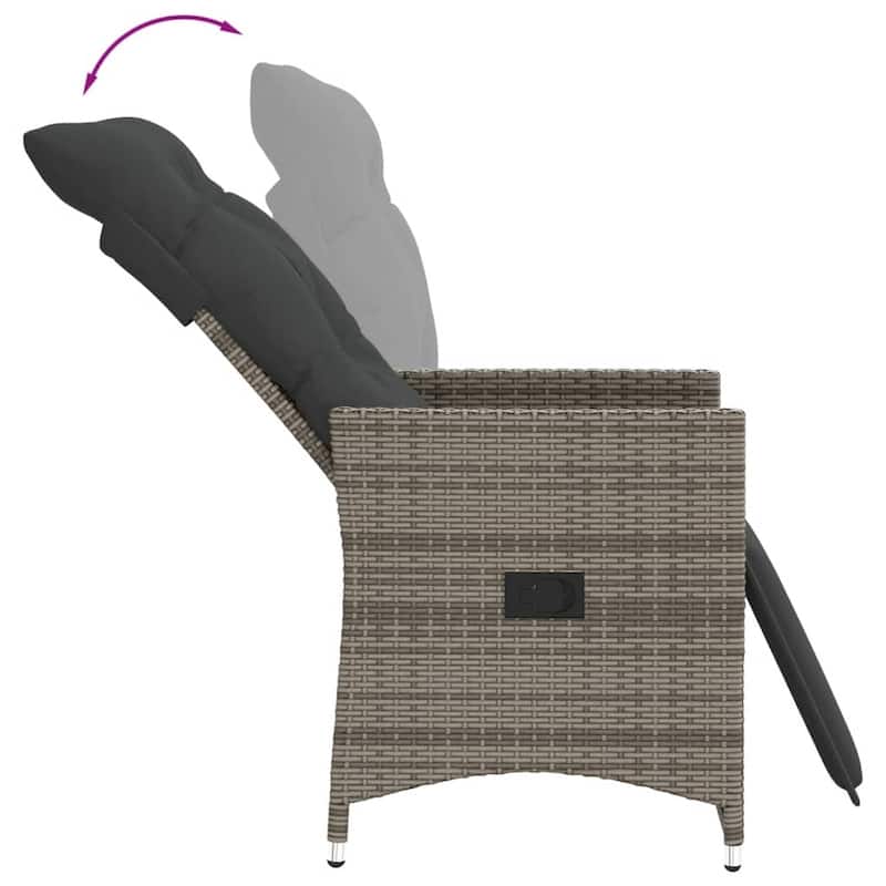 vidaXL Reclining Patio Chairs with Cushions Armchair Outdoor Seating Poly Rattan
