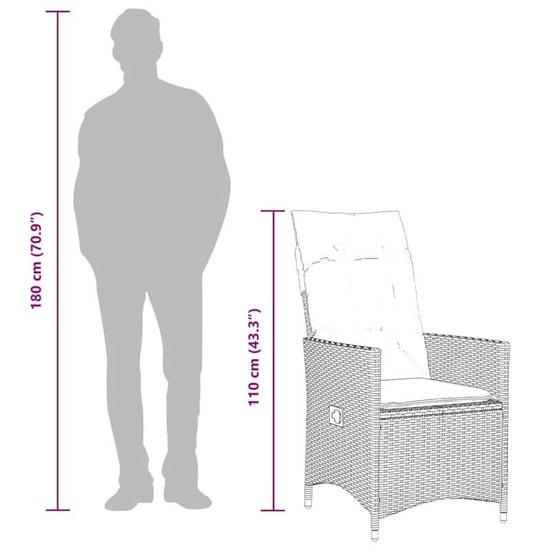 vidaXL Garden Dining Set Black, Cream White PE rattan 6-seater - 23.2 x 22.0 x 36.2 in