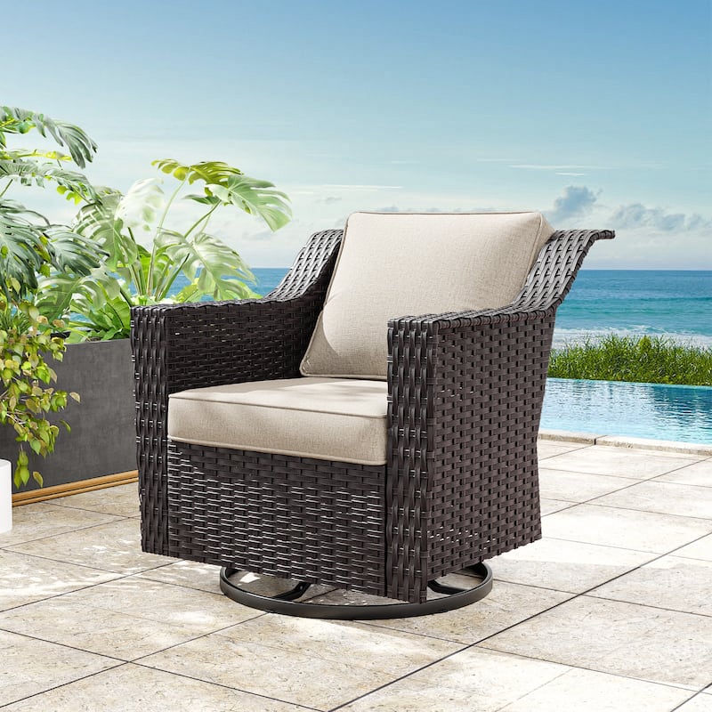 Cozywor Outdoor Patio Swivel Rattan Rocking Wicker Chair - N/A