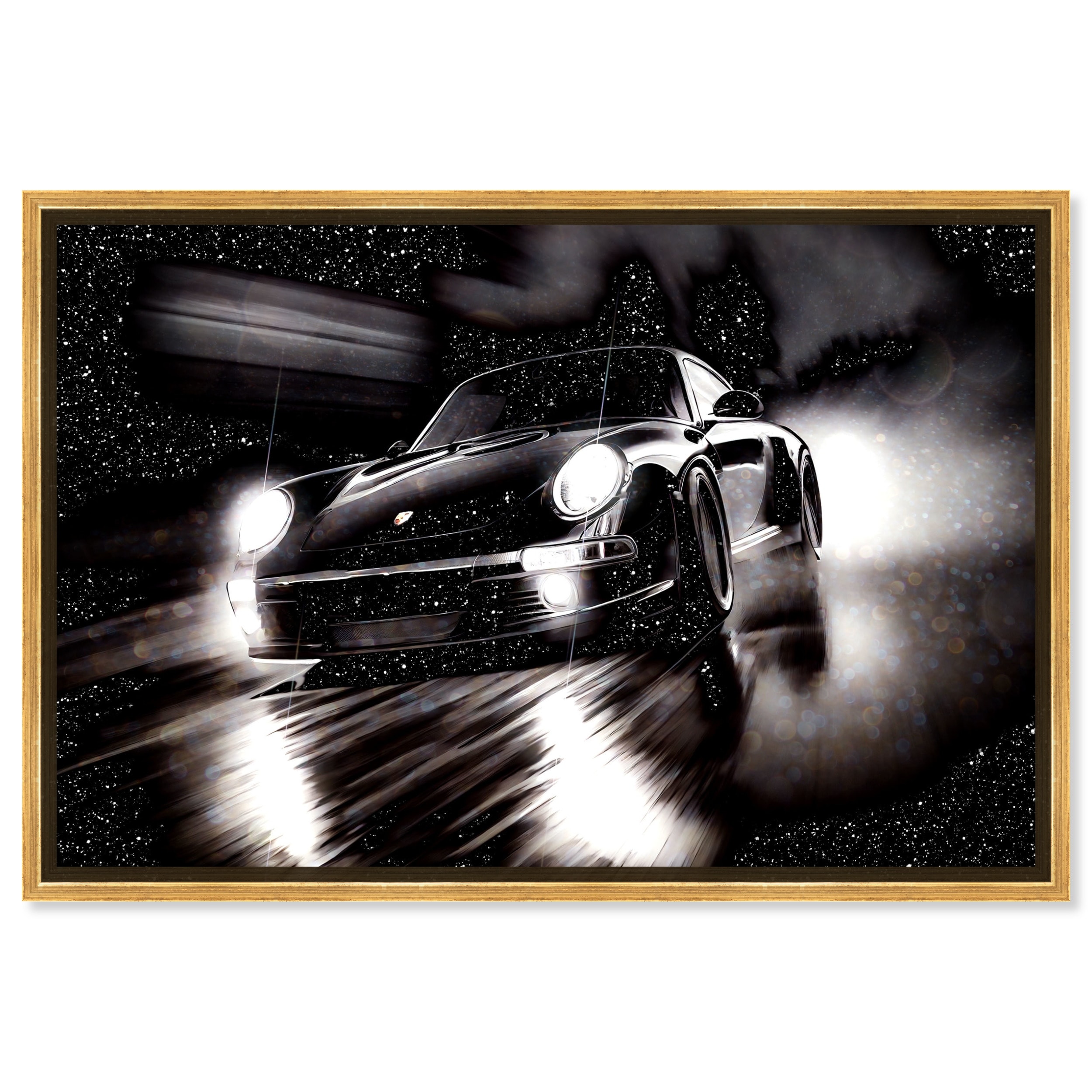 Night Run Racing Car Print Man Cave Canvas Wall Art by Notoriart