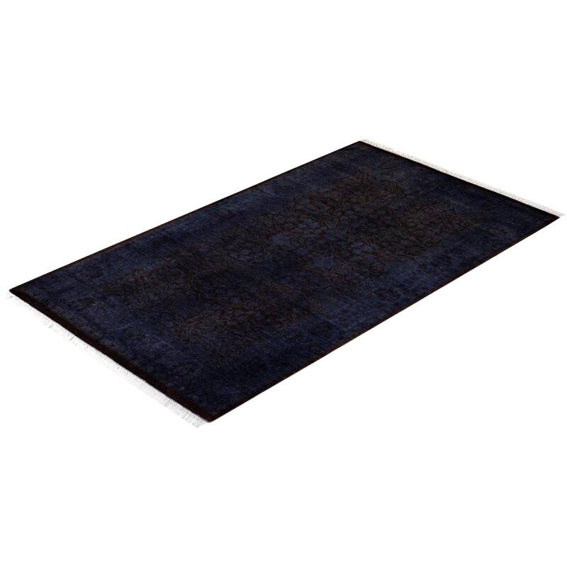 Overton Hand Knotted Wool Vintage Inspired Modern Contemporary Overdyed Purple Area Rug - 3' 1" x 5' 3"