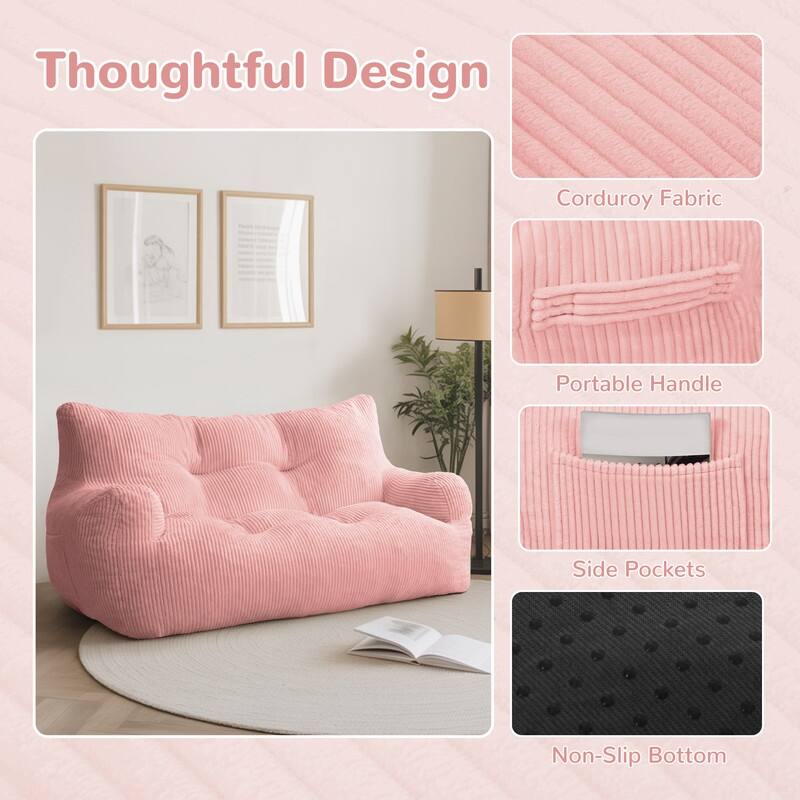 Pamapic Bean Bag Chair, Double Seater Corduroy Lazy Sofa