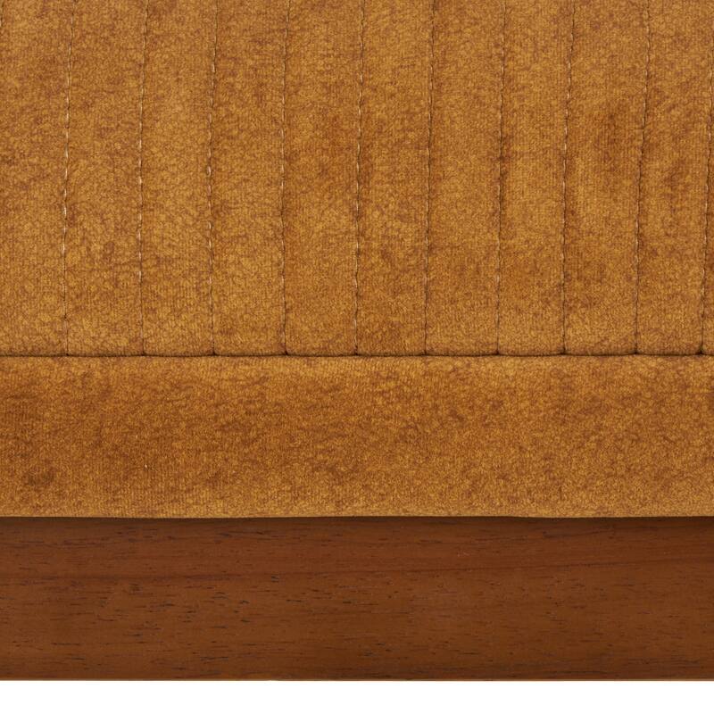 Brown Polyester Curved Back Living Room Accent Chair with Wooden Frame