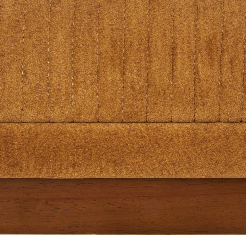 Polyester Curved Back Living Room Accent Chair with Wooden Frame - Brown - Roche River Decor