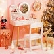 preview thumbnail 4 of 8, Gymax Kids Vanity Set w/ Lighted Mirror Princess Makeup Dressing Desk
