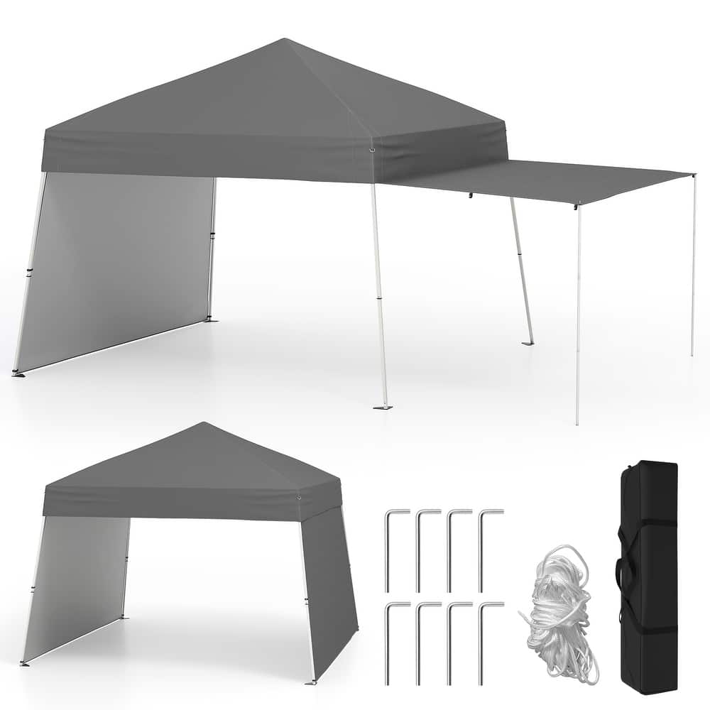 Gymax 14 X 9.2 FT Pop up Canopy Tent w/ 2 Convertible Sidewalls to