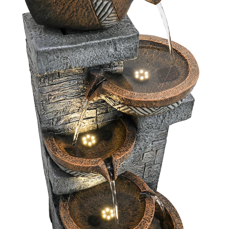 42.5'' Pot Water Fountain with Lights Resin Water Feature