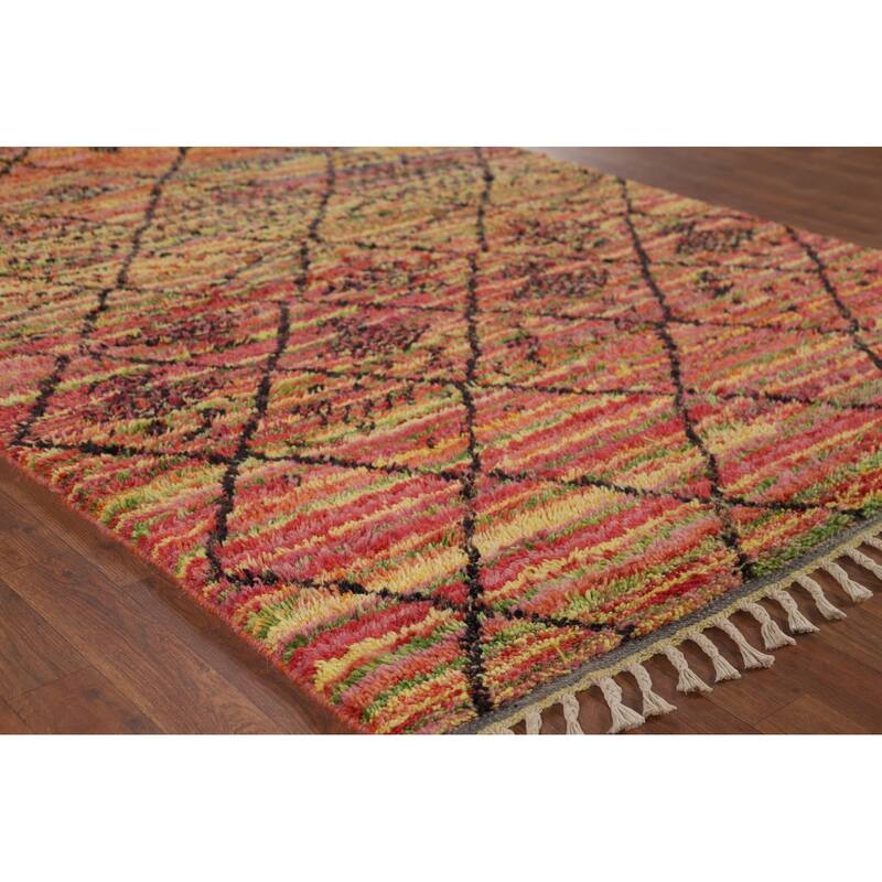 Trellis Moroccan Oriental Area Rug Hand-Knotted Wool Carpet - 5'1" x 9'0"