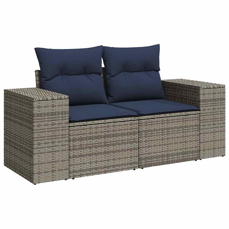 vidaXL 9 Piece Patio Sofa Set with Cushions Gray Poly Rattan