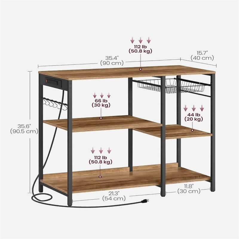 Baker's Rack - 15.7"D x 35.4"W x 35.6"H