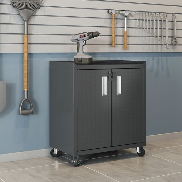 slide 2 of 17, Fortress 31.5" Mobile Garage Cabinet with Shelves Charcoal Grey