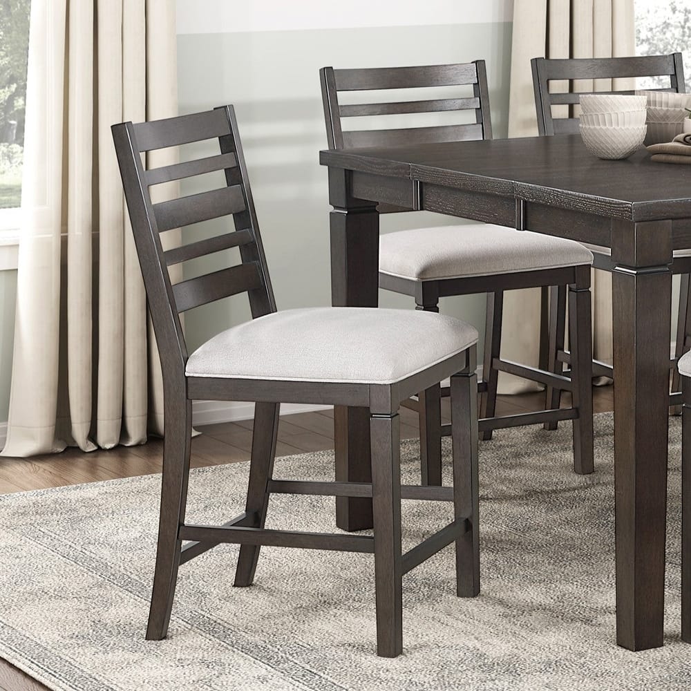 Dark Espresso Finish Counter Height Dining Furniture Set Extendable Table Upholstered Bench Chairs