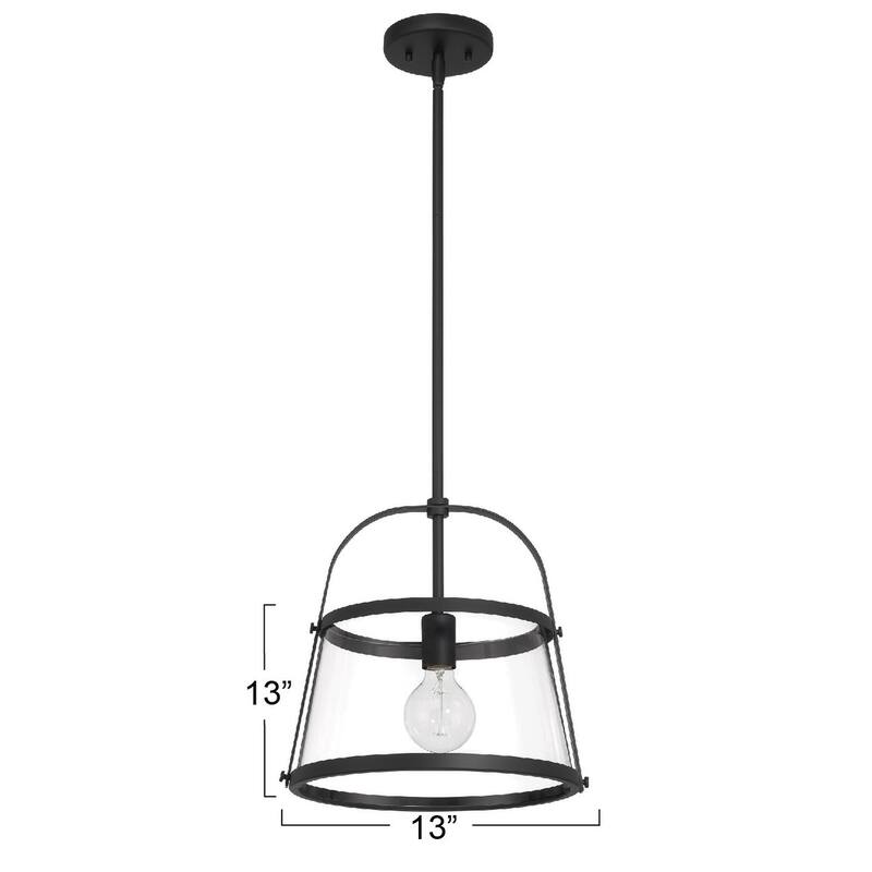 Fallon Metal and Clear Glass Ceiling Light - 13.1"L x 13.1"W x 13.3"H