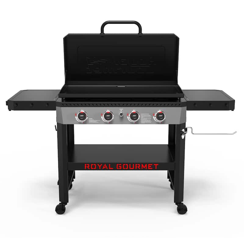 Royal Gourmet 34-Inch 4-Burner Propane Gas Griddle with Hood , Black