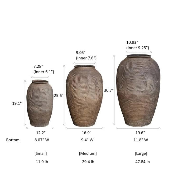RusticReach Large Floor-Standing Clay Pot - [A]-Small