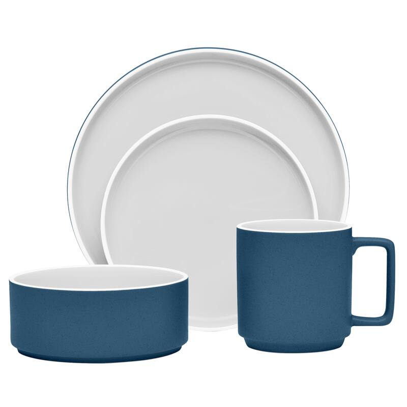 Noritake ColorTrio 4-Piece Stax Place Setting, Service for 1 - Blue