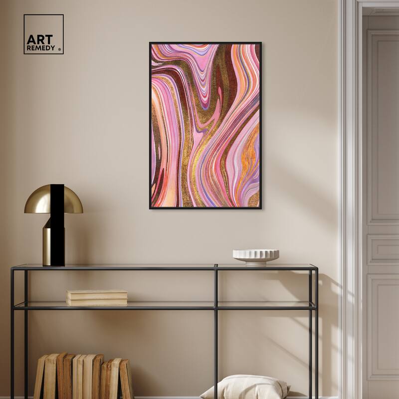 Art Remedy Doll Memories - Pink Geode Framed Mineral, Agate & Geode 1 Piece Canvas Wall Art