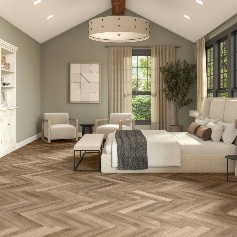Daltile Asher Bend 5" x 24" Herringbone Rigid Click Luxury Vinyl Flooring (24 Pc per Carton) (18.60 Sq Ft per Carton) - N/A