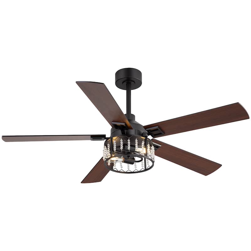 52-inch Reversible 5-Blade Crystal Ceiling Fan with Remote and Light Kit