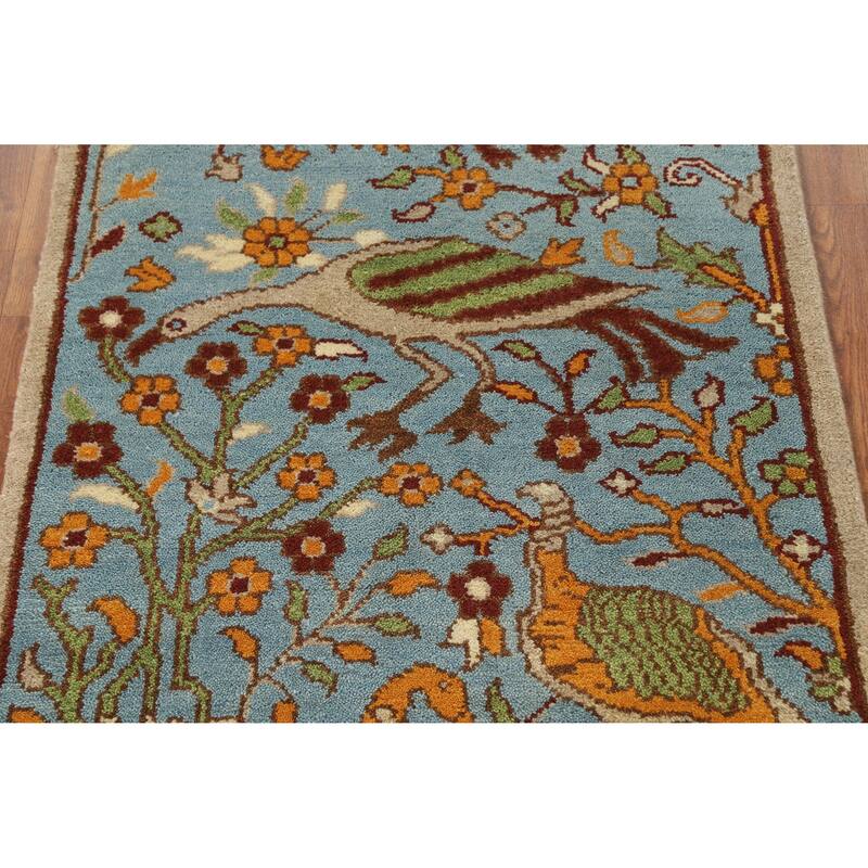 Hand Knotted Oriental 100% Wool Carpet Traditional All-Over Navy Blue & Blues Ziegler Area Rug - 5' 1'' X 3' 0''